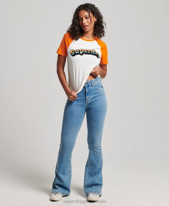 vintage cooper κλασικό μπλουζάκι raglan γυναίκες είδη ένδυσης πορτοκάλι Superdry L02L2783