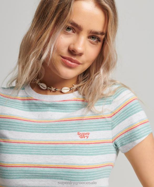 vintage ριγέ crop t-shirt γυναίκες είδη ένδυσης το κόκκινο Superdry L02L2635