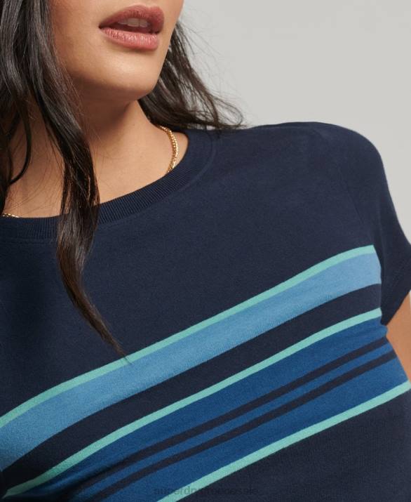 vintage ριγέ crop t-shirt γυναίκες είδη ένδυσης ΠΟΛΕΜΙΚΟ ΝΑΥΤΙΚΟ Superdry L02L2677