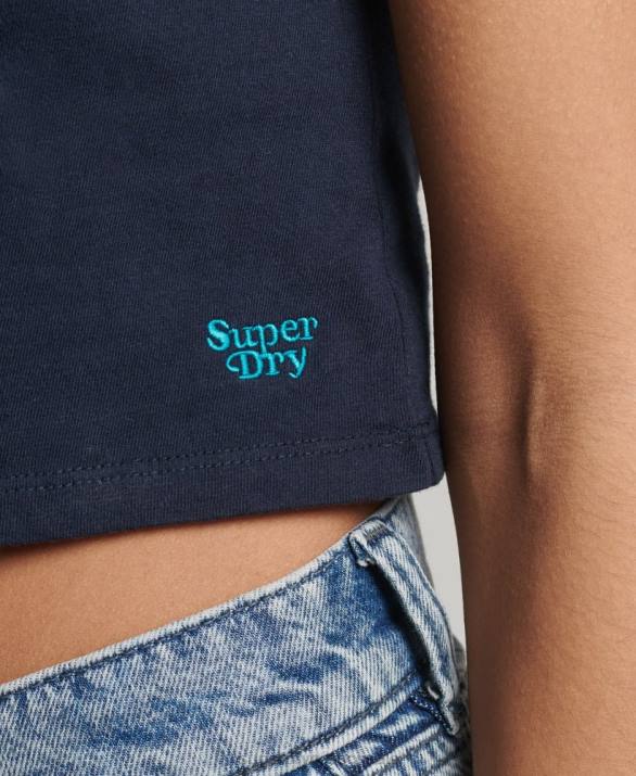 vintage ριγέ crop t-shirt γυναίκες είδη ένδυσης ΠΟΛΕΜΙΚΟ ΝΑΥΤΙΚΟ Superdry L02L2677