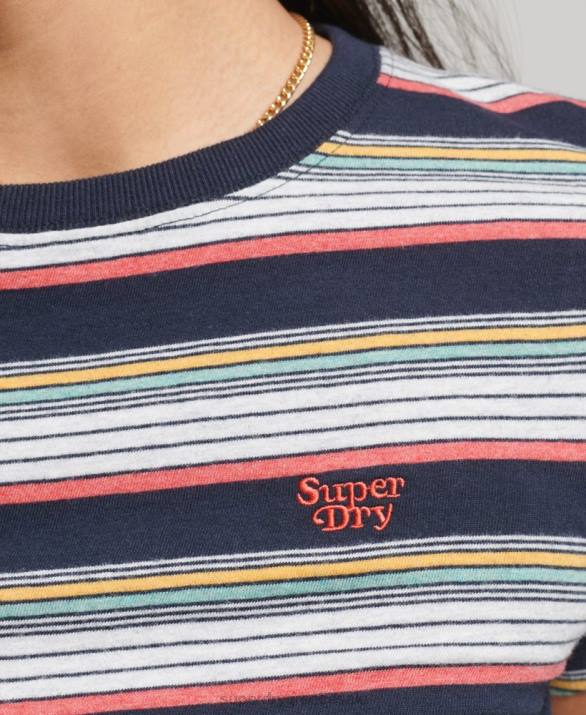 vintage ριγέ crop t-shirt γυναίκες είδη ένδυσης ΠΟΛΕΜΙΚΟ ΝΑΥΤΙΚΟ Superdry L02L2686
