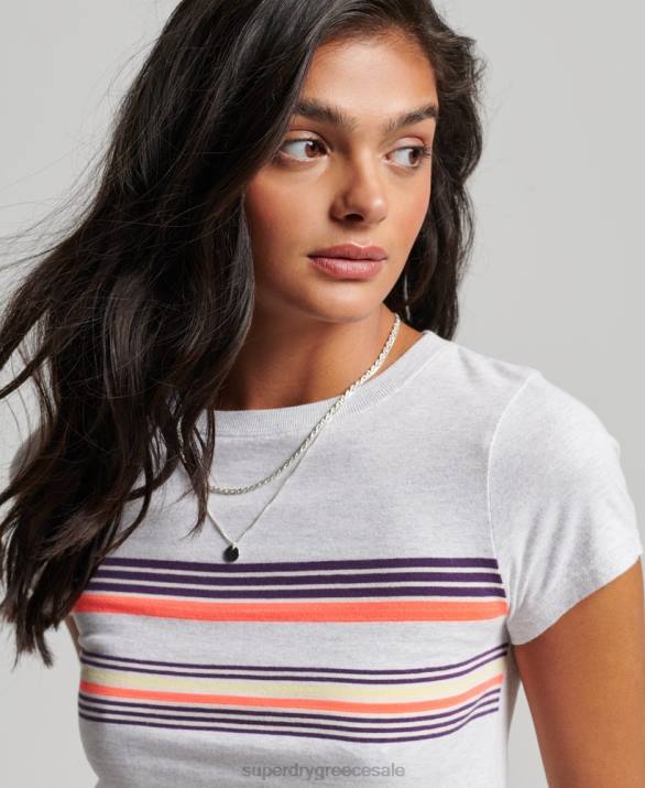 vintage ριγέ crop t-shirt γυναίκες είδη ένδυσης γκρί Superdry L02L2692