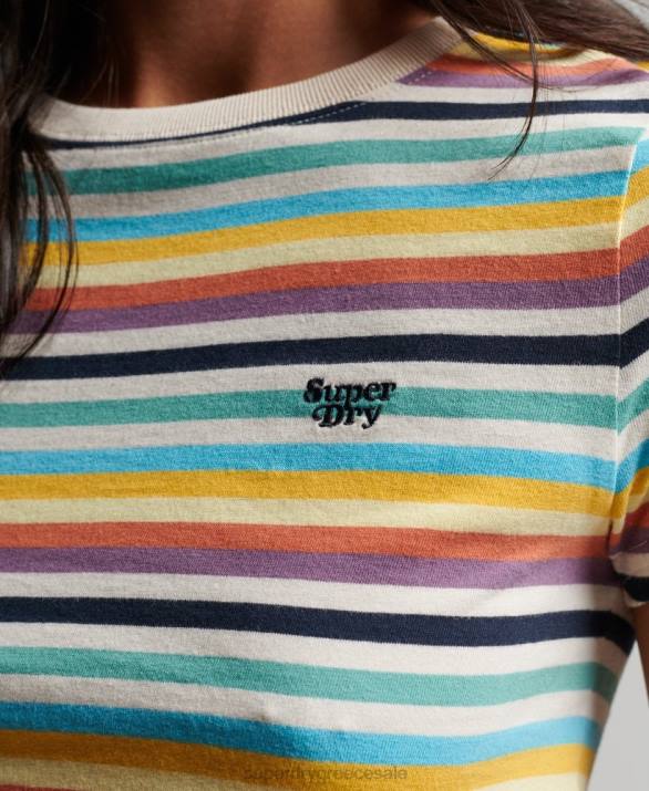 vintage ριγέ crop t-shirt γυναίκες είδη ένδυσης κίτρινος Superdry L02L2738