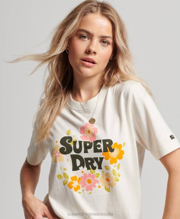 vintage floral μπλουζάκι με σενάριο γυναίκες είδη ένδυσης άσπρο Superdry L02L2621