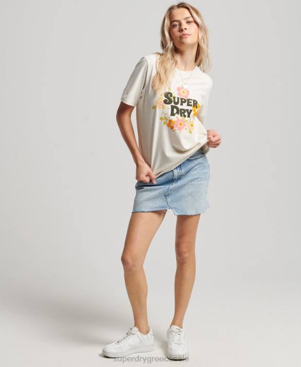 vintage floral μπλουζάκι με σενάριο γυναίκες είδη ένδυσης άσπρο Superdry L02L2621