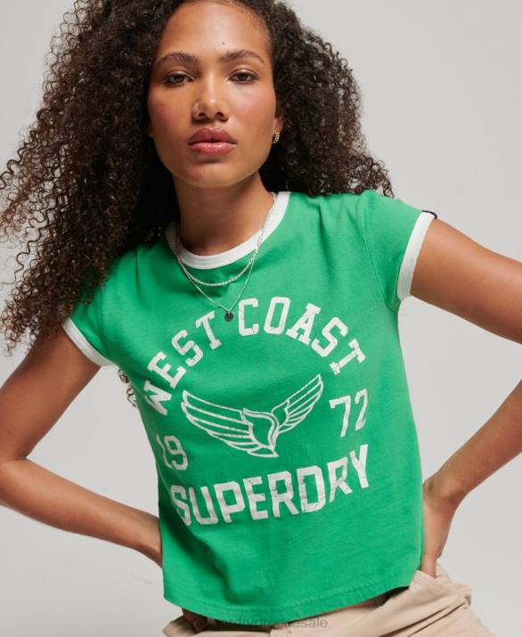 vintage αθλητικό ringer t-shirt γυναίκες είδη ένδυσης πράσινος Superdry L02L2187