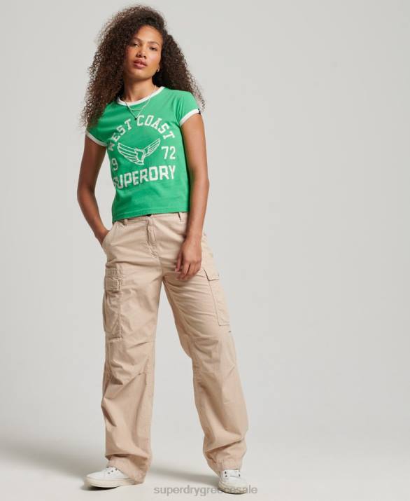 vintage αθλητικό ringer t-shirt γυναίκες είδη ένδυσης πράσινος Superdry L02L2187