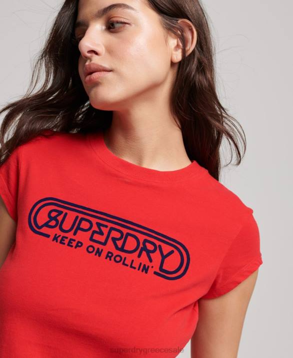 vintage roll with it t-shirt γυναίκες είδη ένδυσης το κόκκινο Superdry L02L2649