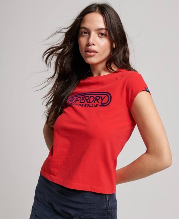 vintage roll with it t-shirt γυναίκες είδη ένδυσης το κόκκινο Superdry L02L2649