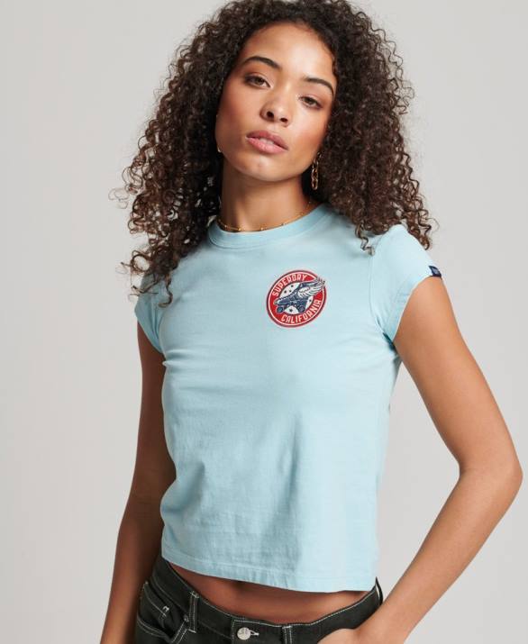 vintage roll with it t-shirt γυναίκες είδη ένδυσης γαλάζιο Superdry L02L2699