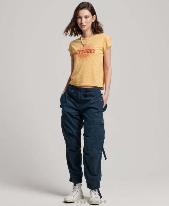 vintage skinny t-shirt της δεκαετίας του '70 γυναίκες είδη ένδυσης κίτρινος Superdry L02L2623