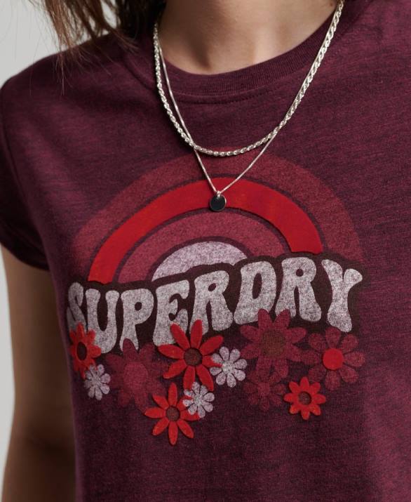 vintage skinny t-shirt της δεκαετίας του '70 γυναίκες είδη ένδυσης το κόκκινο Superdry L02L2626