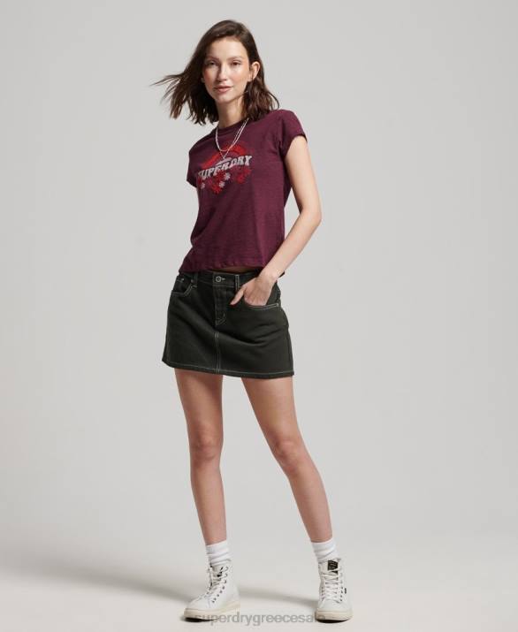 vintage skinny t-shirt της δεκαετίας του '70 γυναίκες είδη ένδυσης το κόκκινο Superdry L02L2626