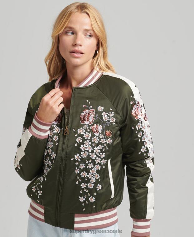 σουκαγιάν κεντημένο bomber jacket γυναίκες Superdry είδη ένδυσης 00T2R5660 πράσινος