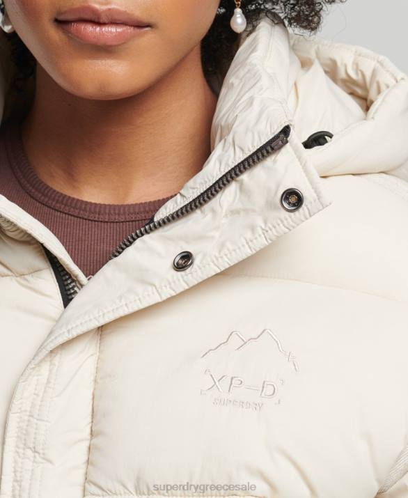 cropped cocoon puffer jacket γυναίκες είδη ένδυσης κρέμα Superdry L02L3642