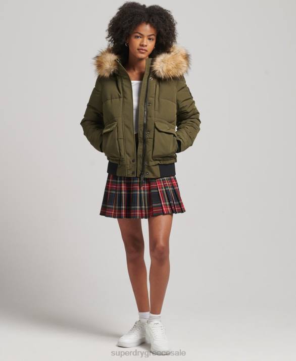 everest puffer bomber jacket με κουκούλα γυναίκες είδη ένδυσης πράσινος Superdry L02L3671