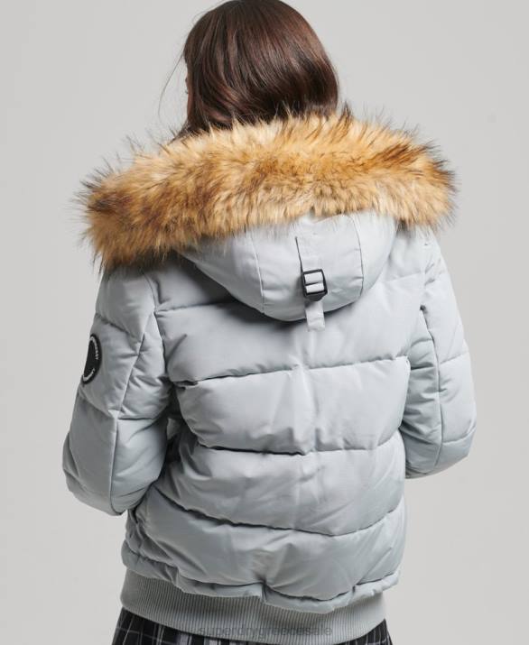 everest puffer bomber jacket με κουκούλα γυναίκες είδη ένδυσης γαλάζιο Superdry L02L3736