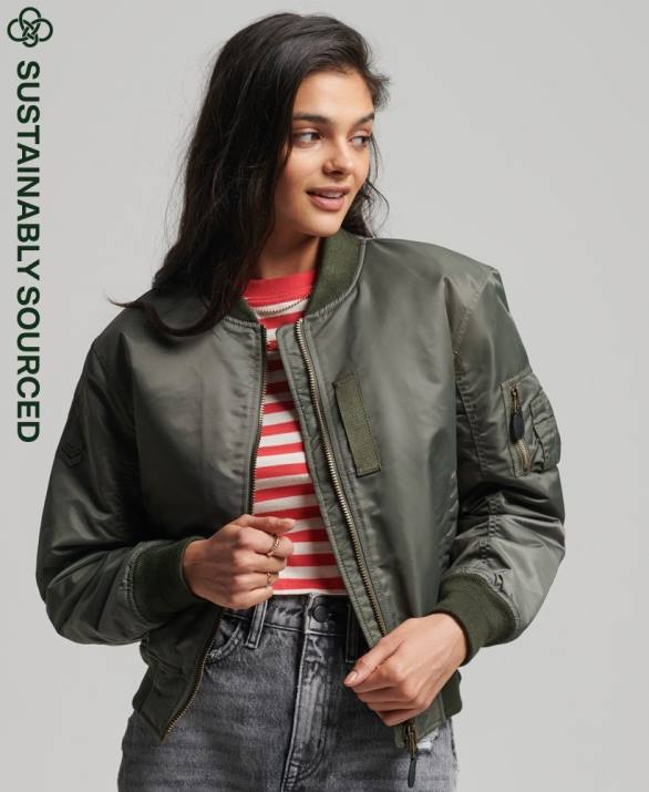 ma1 bomber jacket γυναίκες είδη ένδυσης πράσινος Superdry L02L5644