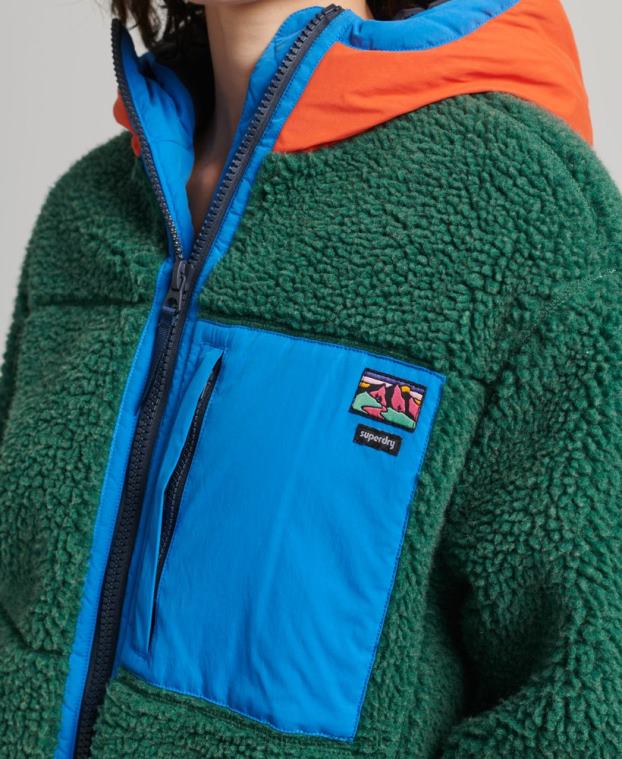 σακάκι sherpa με κουκούλα γυναίκες Superdry είδη ένδυσης 00T2R5658 πράσινος