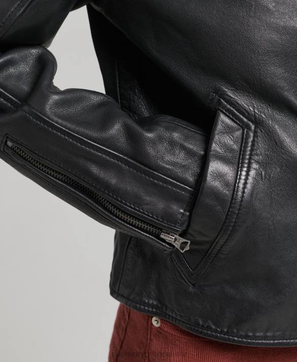vintage δερμάτινο biker jacket γυναίκες είδη ένδυσης σκούρο γκρι Superdry L02L3819