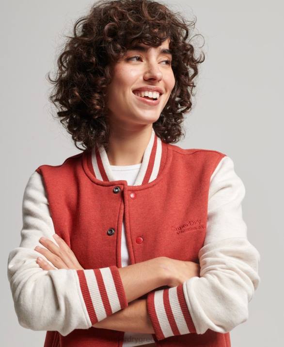 vintage λογότυπο ζέρσεϊ bomber jacket γυναίκες είδη ένδυσης το κόκκινο Superdry L02L3317