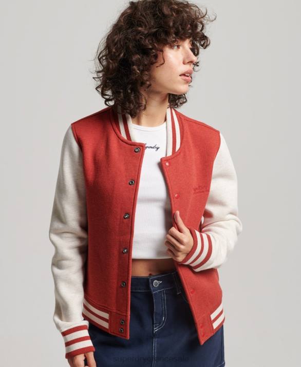 vintage λογότυπο ζέρσεϊ bomber jacket γυναίκες είδη ένδυσης το κόκκινο Superdry L02L3317