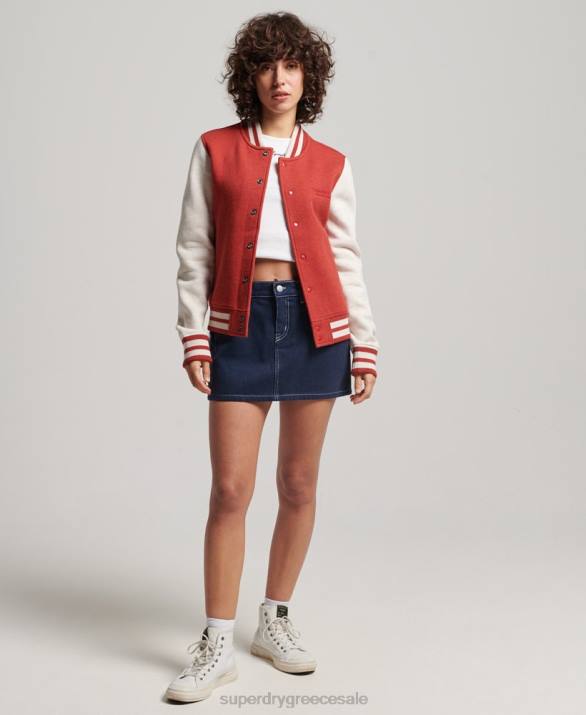 vintage λογότυπο ζέρσεϊ bomber jacket γυναίκες είδη ένδυσης το κόκκινο Superdry L02L3317