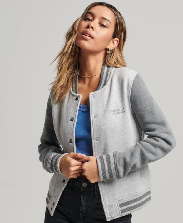 vintage λογότυπο ζέρσεϊ bomber jacket γυναίκες είδη ένδυσης γκρί Superdry L02L3325