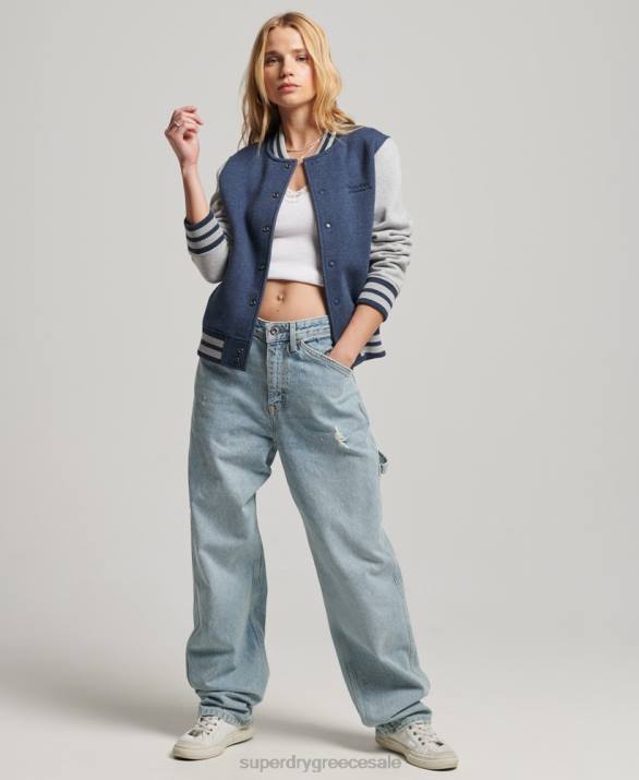 vintage λογότυπο ζέρσεϊ bomber jacket γυναίκες είδη ένδυσης ΠΟΛΕΜΙΚΟ ΝΑΥΤΙΚΟ Superdry L02L3412
