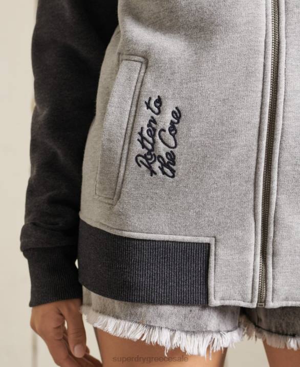 vintage υπερμεγέθη ζέρσεϊ bomber jackets γυναίκες είδη ένδυσης γκρί Superdry L02L6039