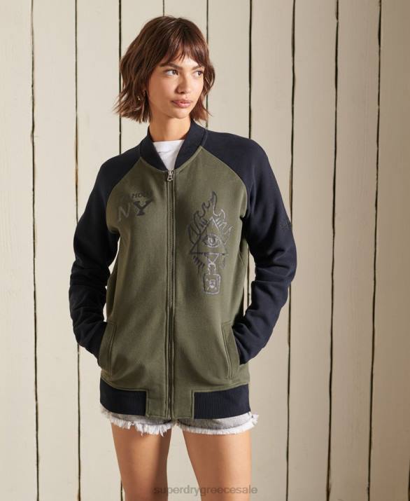 vintage υπερμεγέθη ζέρσεϊ bomber jackets γυναίκες είδη ένδυσης πράσινος Superdry L02L6040