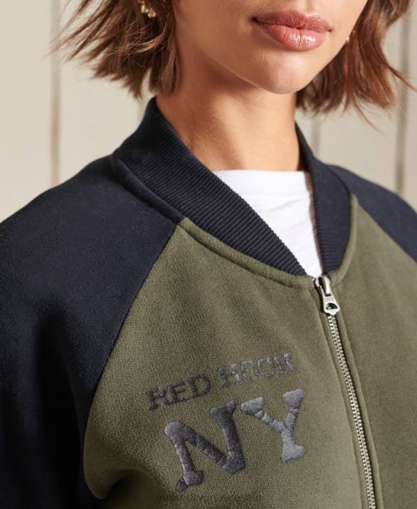 vintage υπερμεγέθη ζέρσεϊ bomber jackets γυναίκες είδη ένδυσης πράσινος Superdry L02L6040