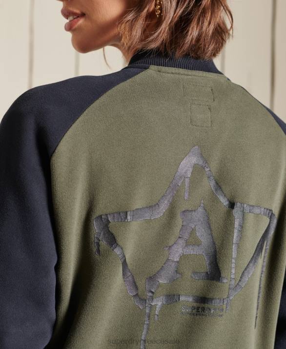 vintage υπερμεγέθη ζέρσεϊ bomber jackets γυναίκες είδη ένδυσης πράσινος Superdry L02L6040