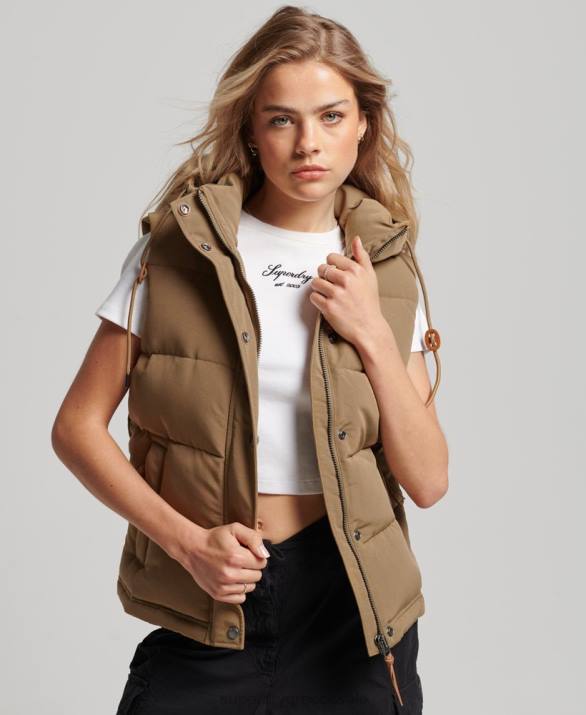 vintage κουκούλα everest gilet γυναίκες είδη ένδυσης καφέ Superdry L02L3531