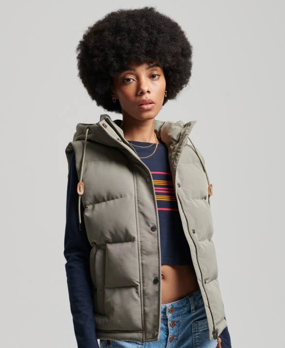 vintage κουκούλα everest gilet γυναίκες είδη ένδυσης χακί Superdry L02L3547