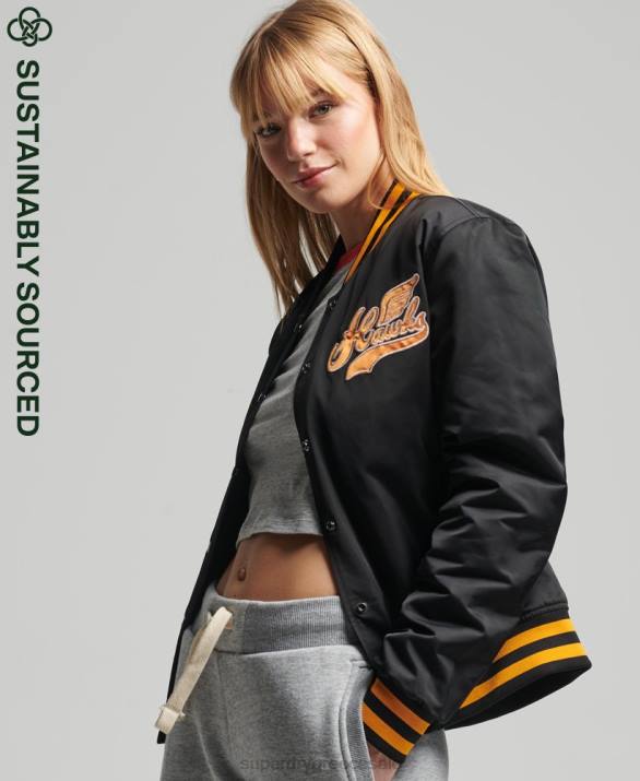 vintage varsity bomber jacket γυναίκες είδη ένδυσης μαύρος Superdry L02L5492