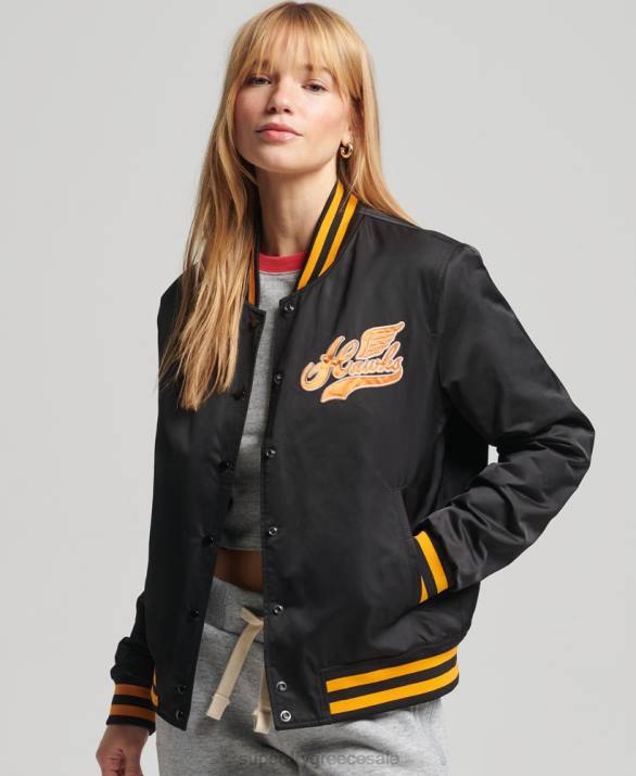 vintage varsity bomber jacket γυναίκες είδη ένδυσης μαύρος Superdry L02L5492