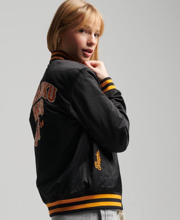 vintage varsity bomber jacket γυναίκες είδη ένδυσης μαύρος Superdry L02L5492