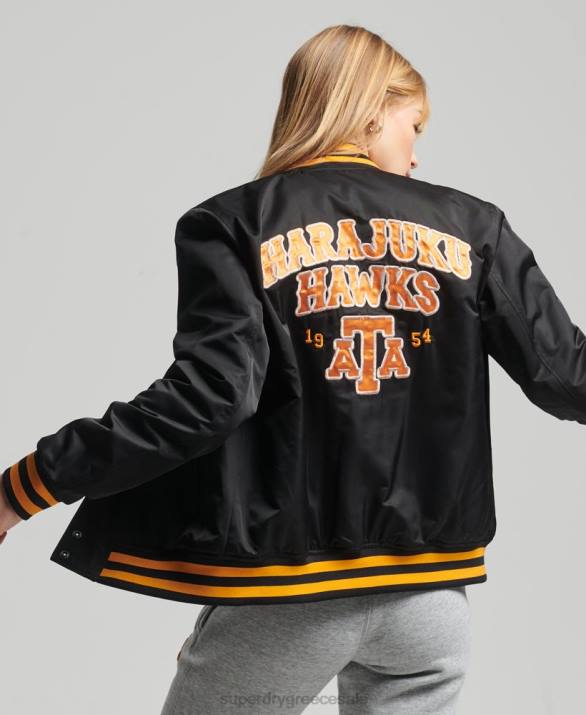 vintage varsity bomber jacket γυναίκες είδη ένδυσης μαύρος Superdry L02L5492