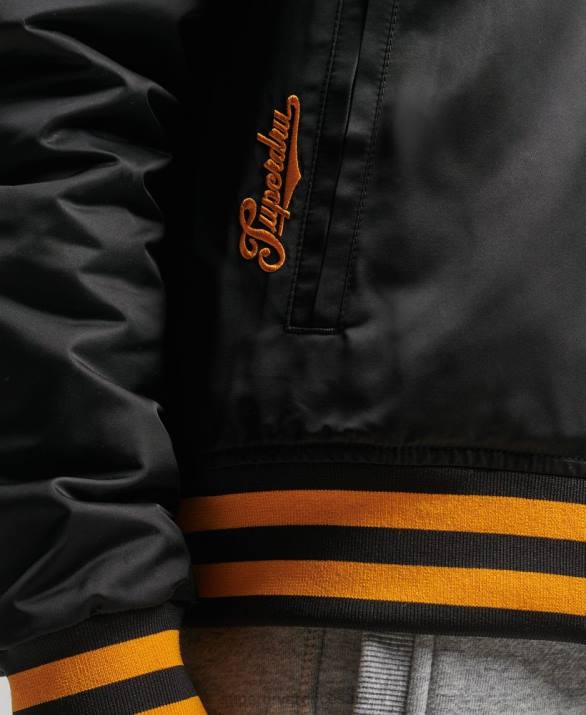 vintage varsity bomber jacket γυναίκες είδη ένδυσης μαύρος Superdry L02L5492