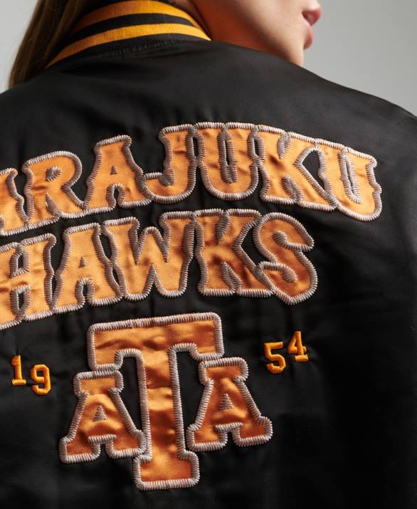 vintage varsity bomber jacket γυναίκες είδη ένδυσης μαύρος Superdry L02L5492