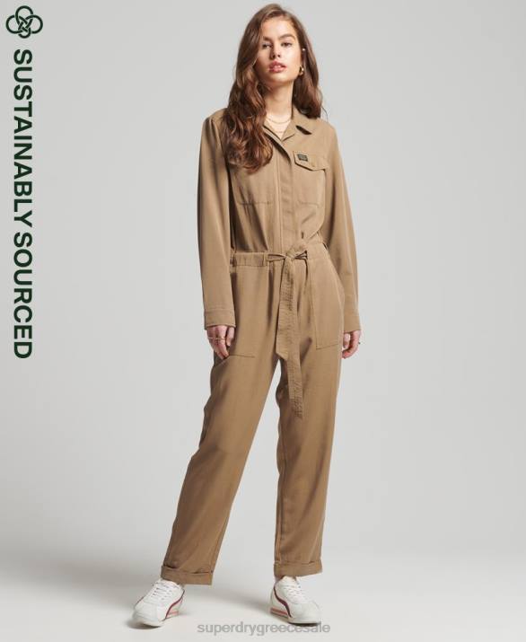 vintage υφαντό κοστούμι boiler tencel γυναίκες είδη ένδυσης καφέ Superdry L02L2295