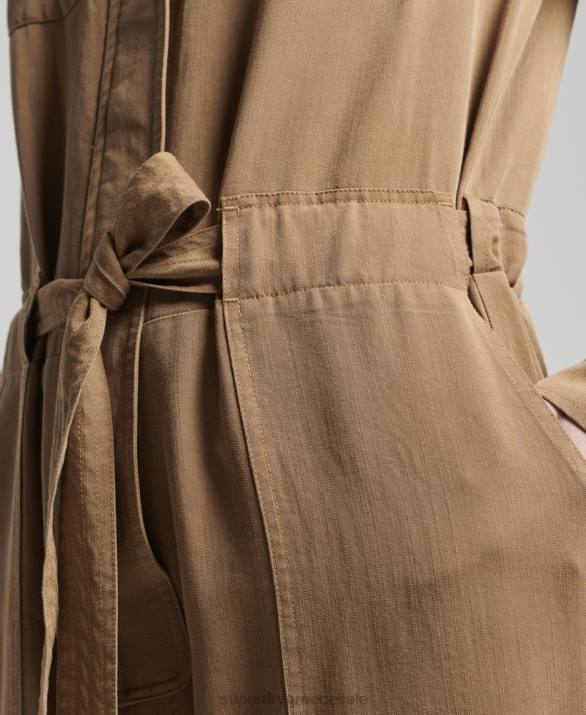 vintage υφαντό κοστούμι boiler tencel γυναίκες είδη ένδυσης καφέ Superdry L02L2295
