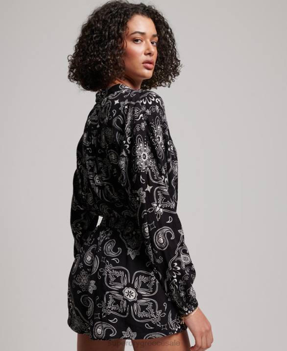 vintage playsuit παραλίας γυναίκες είδη ένδυσης μαύρος Superdry L02L4093