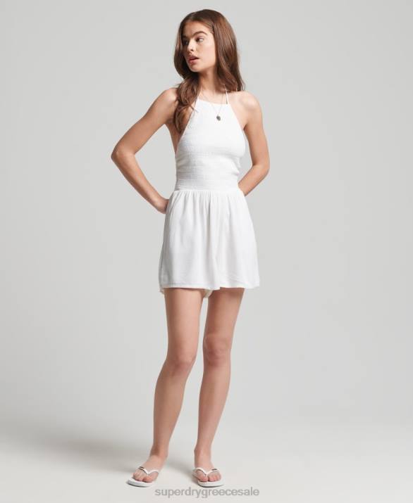 vintage smocked playsuit λαιμόκοψη γυναίκες είδη ένδυσης άσπρο Superdry L02L4101