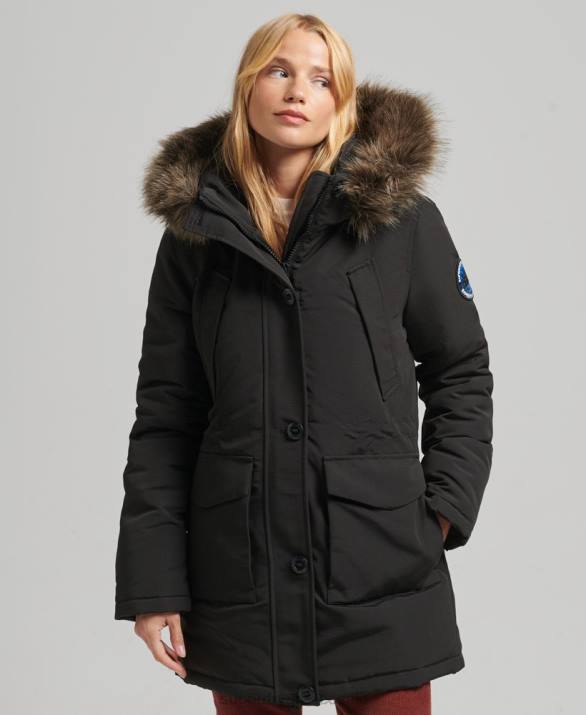 παλτό everest parka γυναίκες είδη ένδυσης σκούρο γκρι Superdry L02L3780