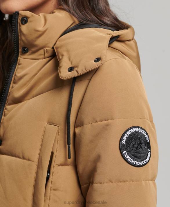puffer παλτό παραγάδι everest γυναίκες είδη ένδυσης καφέ Superdry L02L3674
