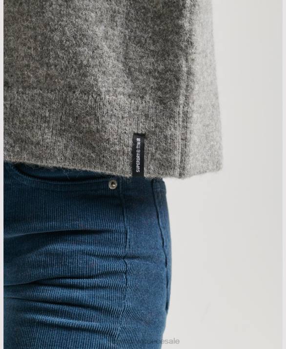 vintage απαραίτητο εικονικό jumper λαιμό γυναίκες είδη ένδυσης ανοιχτό γκρι Superdry L02L6630