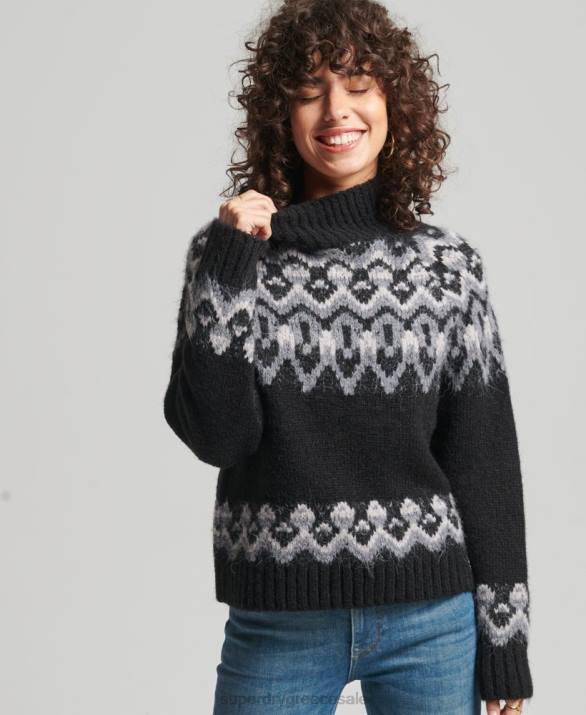 vintage slouchy πλεκτό jumper γυναίκες είδη ένδυσης μαύρος Superdry L02L3978