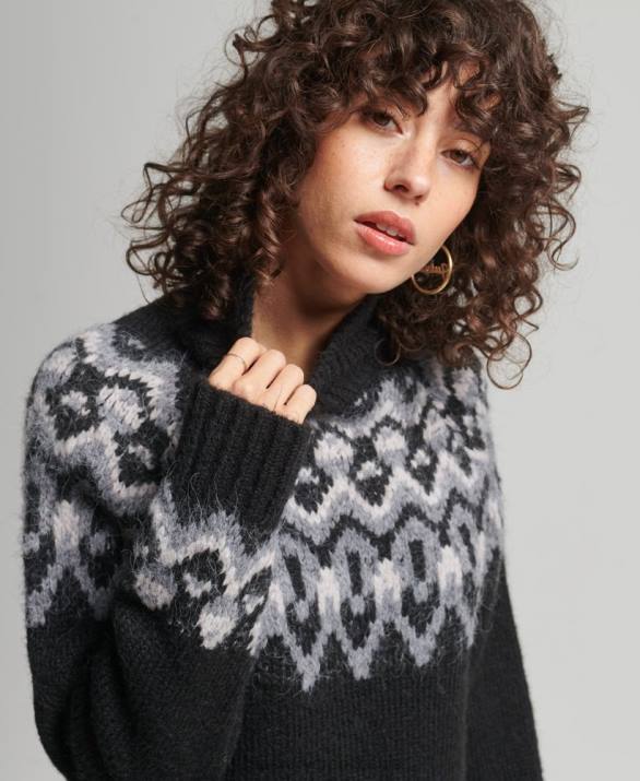 vintage slouchy πλεκτό jumper γυναίκες είδη ένδυσης μαύρος Superdry L02L3978
